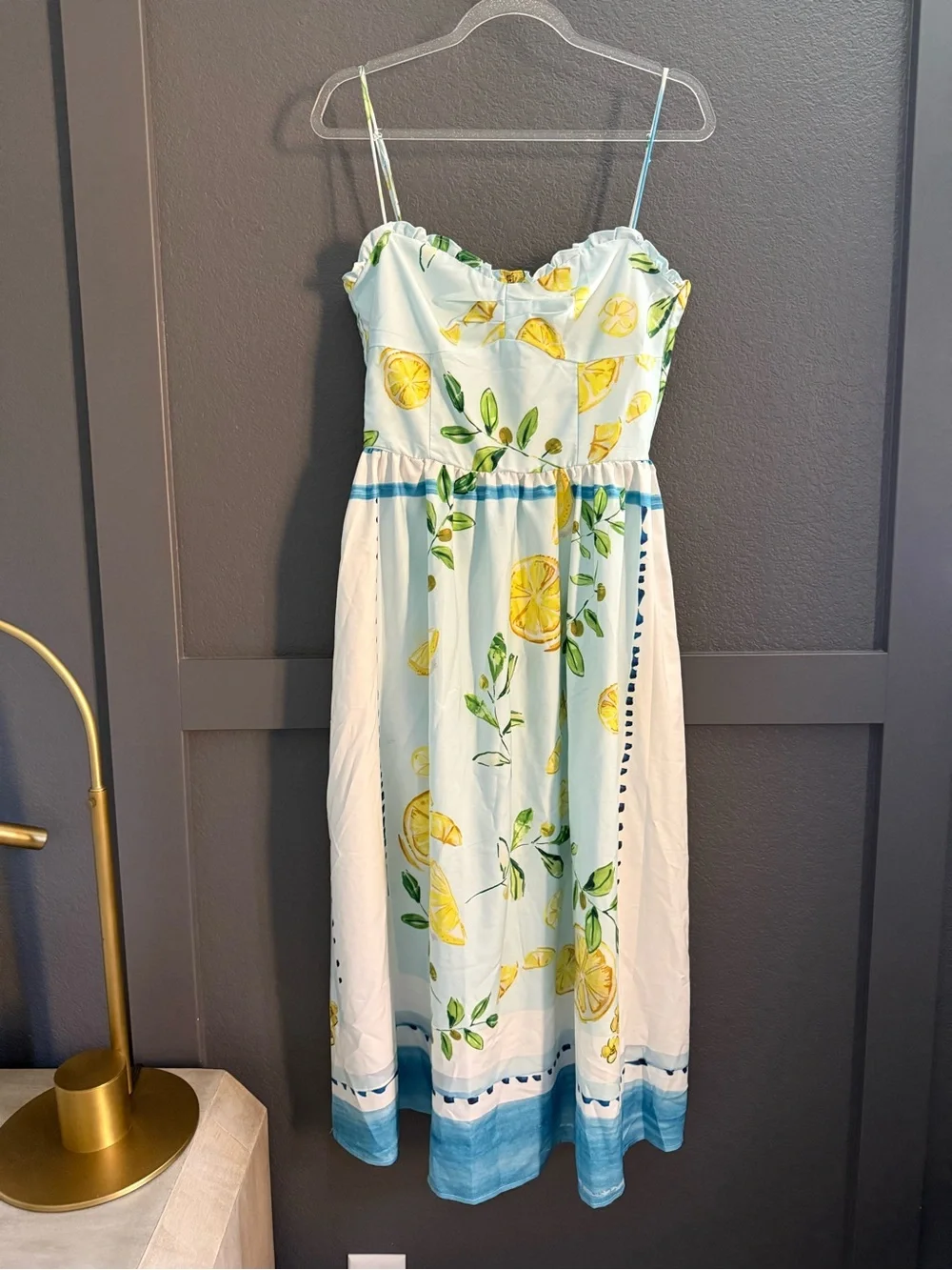 ZARA • Lemon print midi dress - Large - Picture 6 of 11